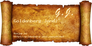 Goldenberg Jenő névjegykártya